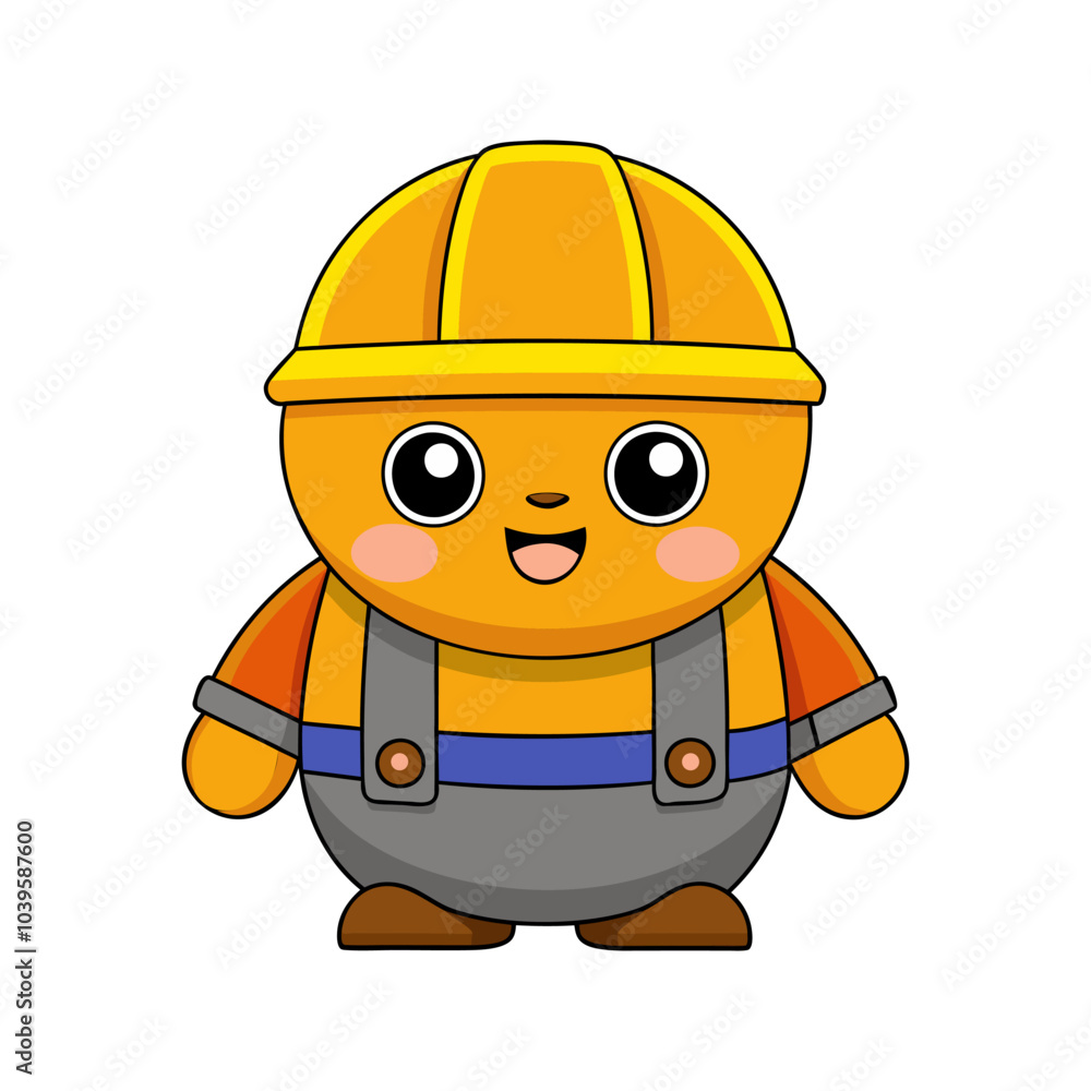 Vector illustration of a construction worker in cartoon style, children's illustration, profession Vector illustration of a construction worker in cartoon style, children's illustration, profession