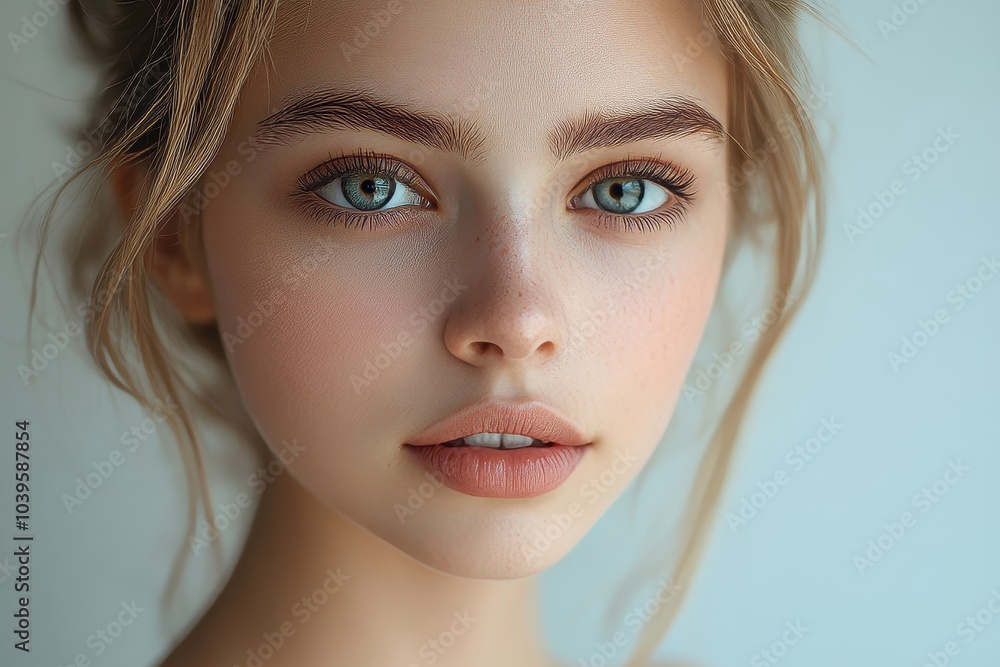 Beautiful young woman with clean skin, Generative AI Beautiful young woman with clean skin, Generative AI