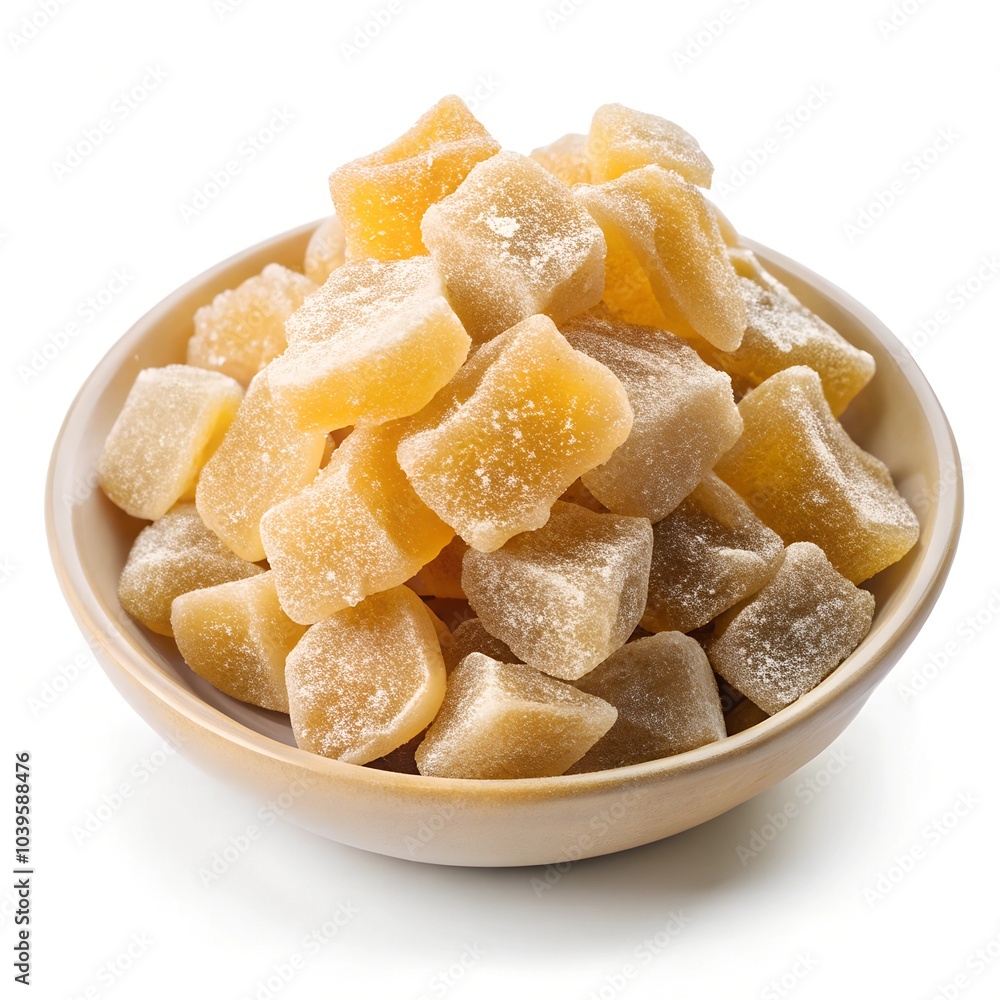 candied pineapple cubes folded into a small pile isolated on a white background
candied pineapple cubes folded into a small pile isolated on a white background