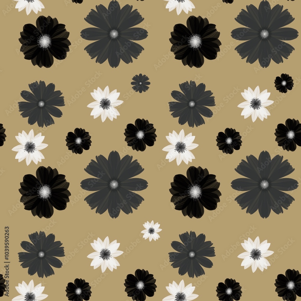 Seamless abstract flower art on pattern for background and backdrop.