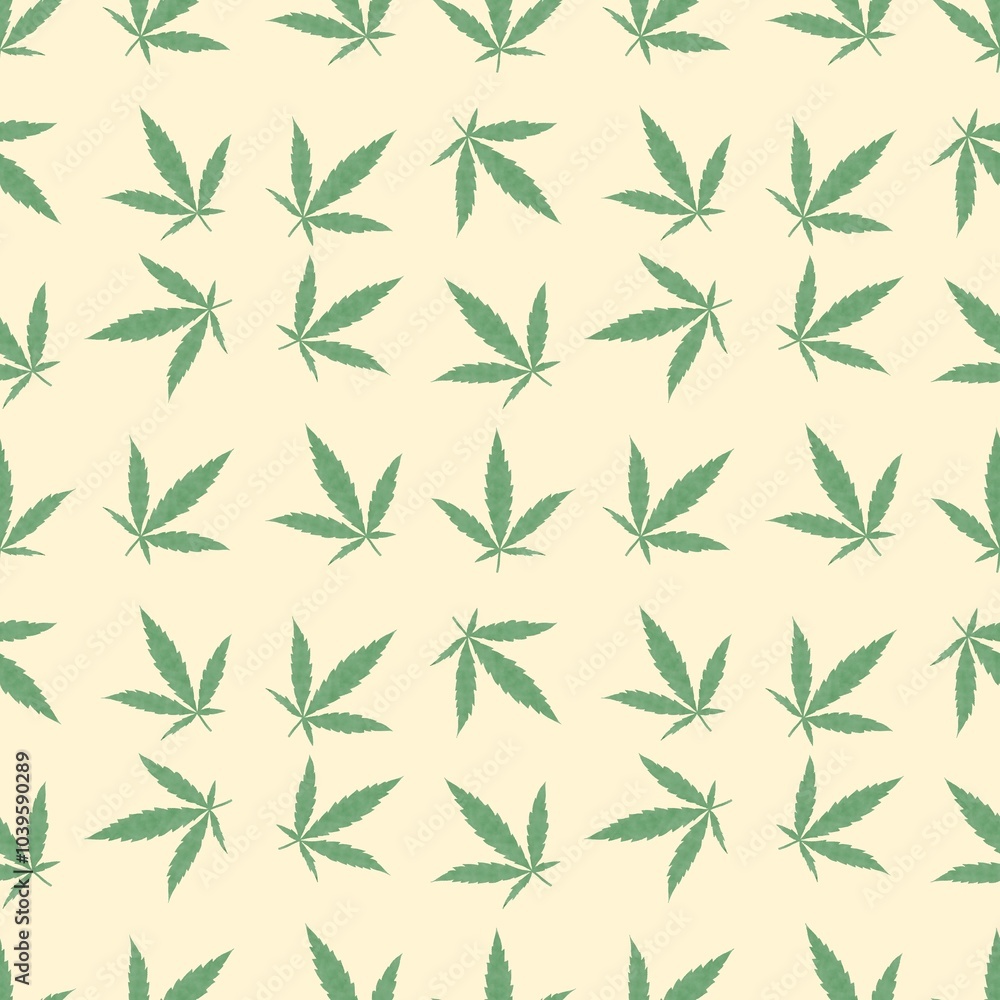 Marijuana leaf seamless pattern on background.