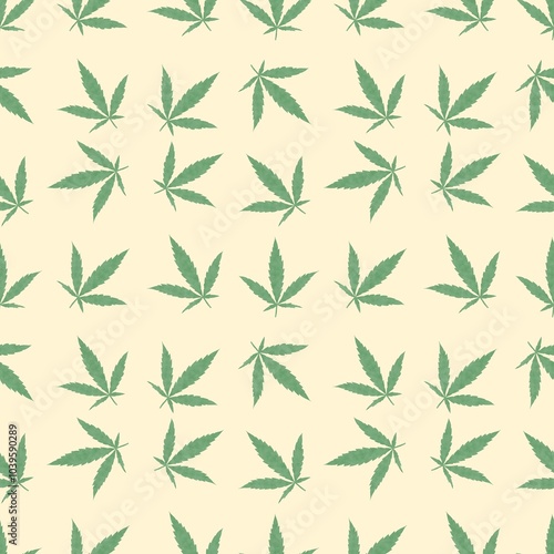 Marijuana leaf seamless pattern on background.
