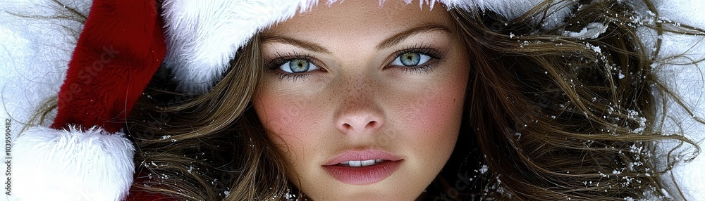 Obraz premium Striking Woman in Festive Winter Attire