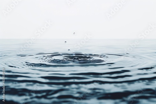 Water Drop Ripples Isolated On White Background