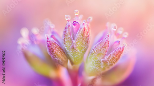 Close-Up of Colorful Succulent Plant with Water Drops