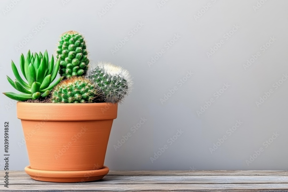 Close up of small potted succulents and cacti on a wooden shelf symbolizing minimalist plant care modern home decor and eco friendly interior design Close up of small potted succulents and cacti on a wooden shelf symbolizing minimalist plant care modern home decor and eco friendly interior design