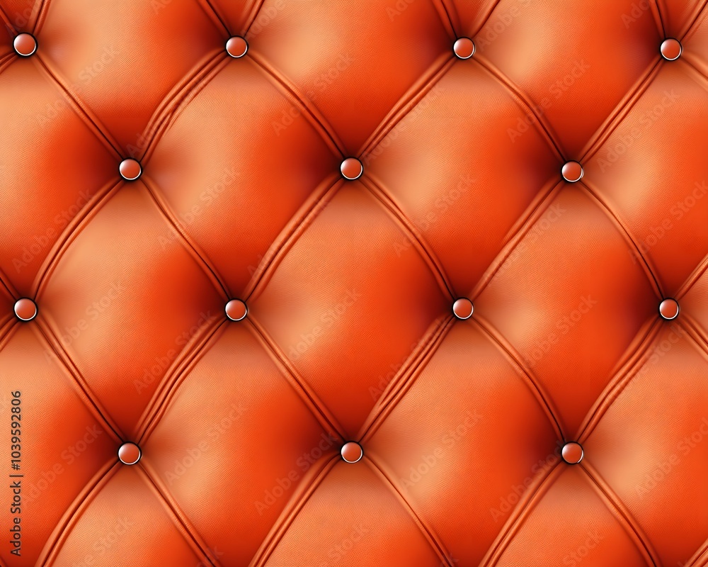 A textured orange tufted surface with buttons, resembling upholstery or leather. A textured orange tufted surface with buttons, resembling upholstery or leather.