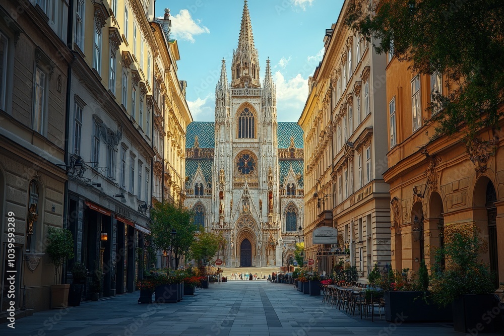 Fototapeta premium York Cathedral - The city of York in United Kingdom - England. Beautiful simple AI generated image
