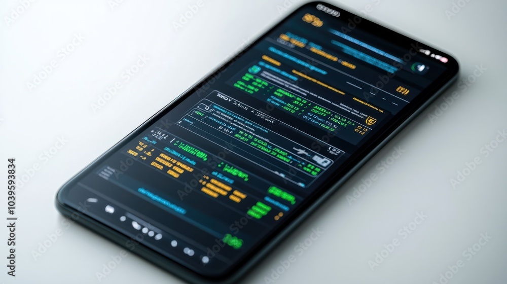Smartphone displaying fantasy football points system with football stats, isolated on white background Smartphone displaying fantasy football points system with football stats, isolated on white background