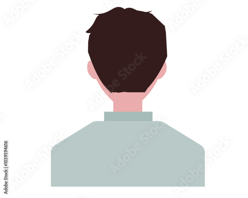 男性の上半身の後ろ姿。ベクターイラスト