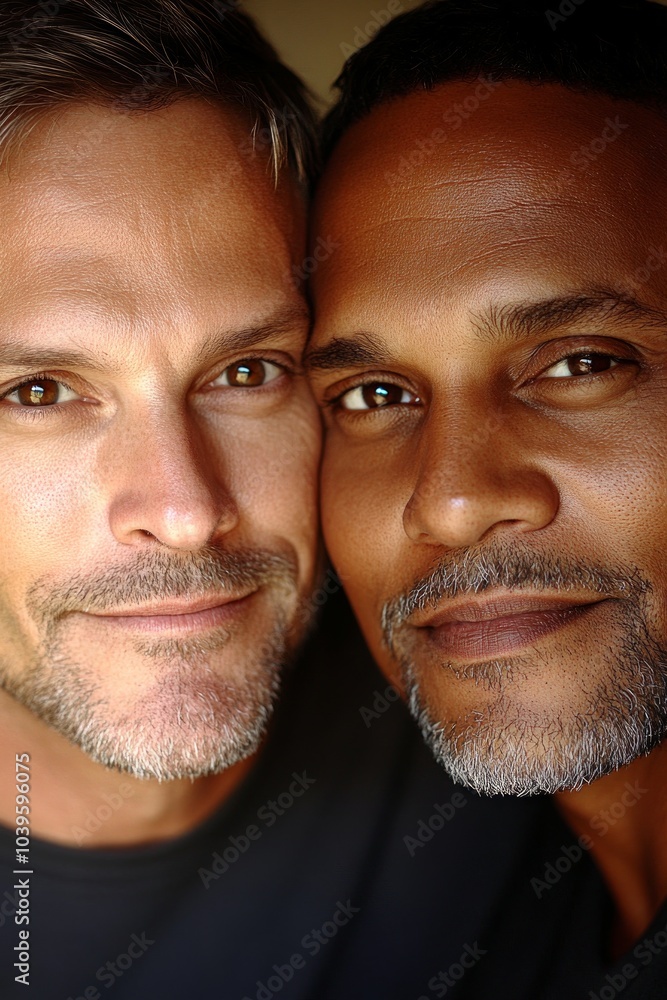 Two men share a joyful moment, showcasing friendship and understanding on International Day for Tolerance, promoting acceptance and diversity Two men share a joyful moment, showcasing friendship and understanding on International Day for Tolerance, promoting acceptance and diversity