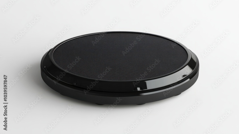 Modern electric drum pad, black and sleek, isolated on white background Modern electric drum pad, black and sleek, isolated on white background