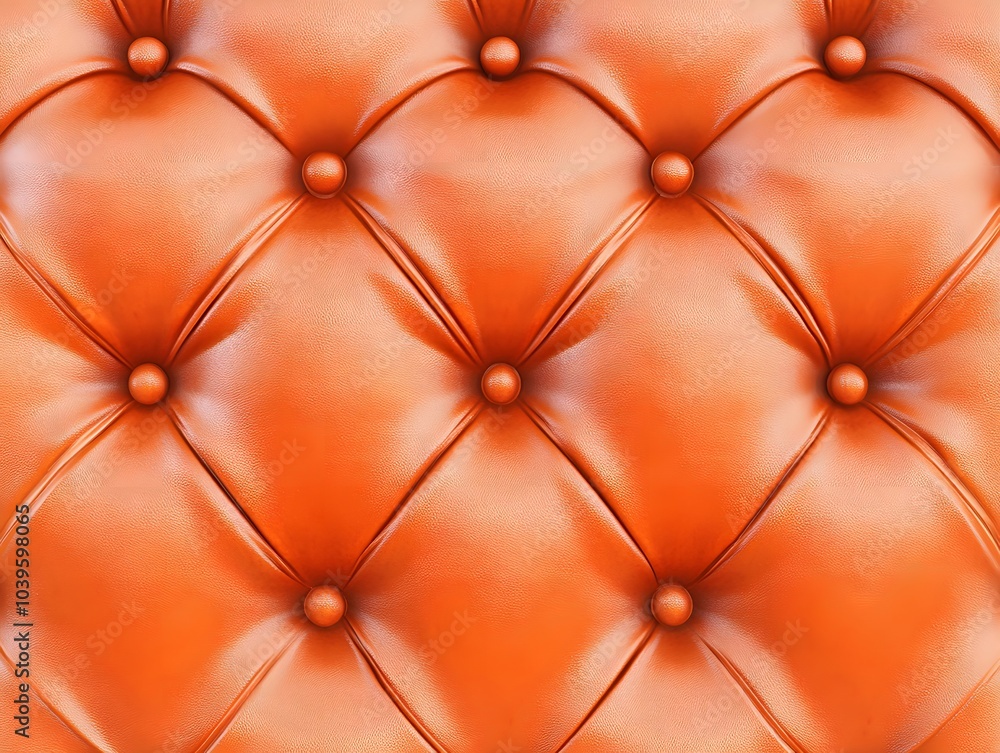 Close-up of an orange tufted upholstery with buttons, showcasing texture and design. Close-up of an orange tufted upholstery with buttons, showcasing texture and design.