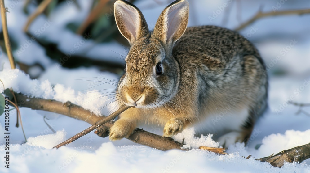 Close-Up of Rabbit in Thick Winter Fur Close-Up of Rabbit in Thick Winter Fur