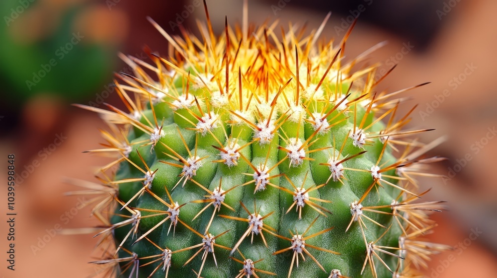 A tight shot of a green cactus with tiny white specks on its spiky foliage A tight shot of a green cactus with tiny white specks on its spiky foliage