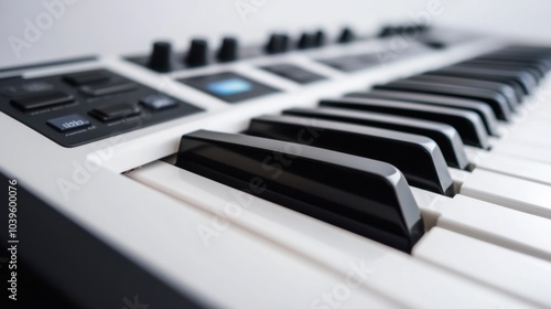 Wallpaper Mural Sleek keyboard with black and white keys, ready for music, isolated on white background Torontodigital.ca