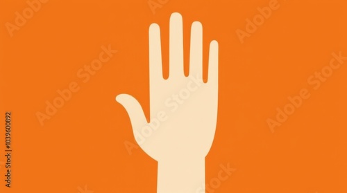 A single-color design featuring an open hand reaching upward, with fingers spread wide in a gesture of reaching or greeting. photo