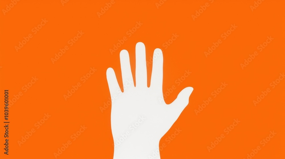 A single-color design featuring an open hand reaching upward, with fingers spread wide in a gesture of reaching or greeting. A single-color design featuring an open hand reaching upward, with fingers spread wide in a gesture of reaching or greeting.