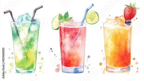 Chilled beverages like icy drinks and fresh juices perfect for hot days with space for designs