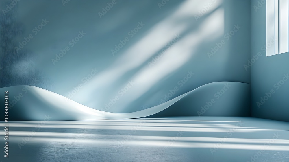 Fototapeta premium Abstract Blue Gradient Backdrop with Spotlight and Shadows 3D Rendering Elegant Decorative Digital