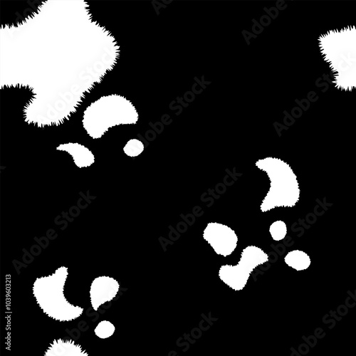 Texture spot, skin fluffy black and white cow. Trendy animalistic seamless pattern for fashion, packaging, fabric and more.