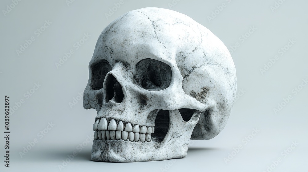 A white skull with a mouth open and teeth showing A white skull with a mouth open and teeth showing