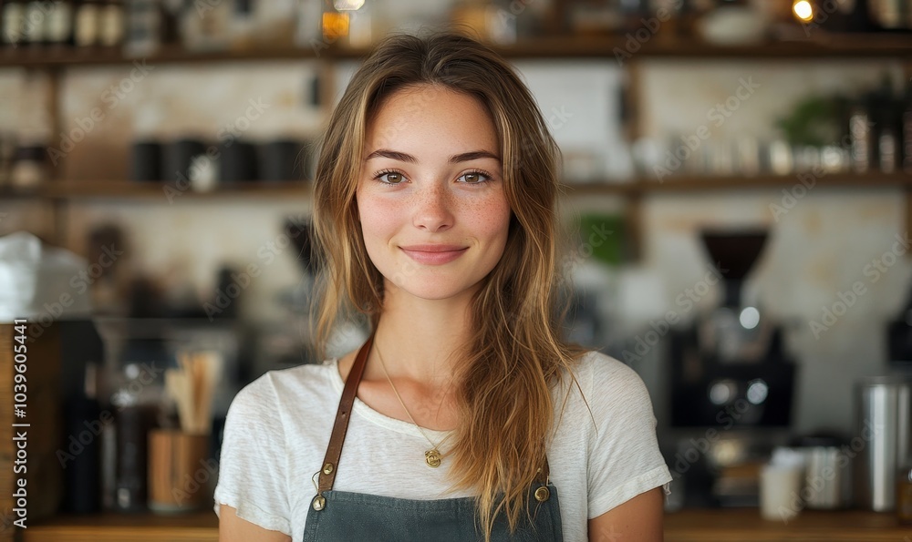 Attractive female cafe owner, Generative AI Attractive female cafe owner, Generative AI