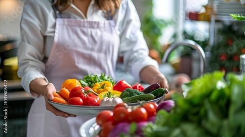 Wallpaper Mural Nutritionist Showcasing the Benefits of Healthy Eating with Fresh Colorful Vegetables and Fruits Torontodigital.ca