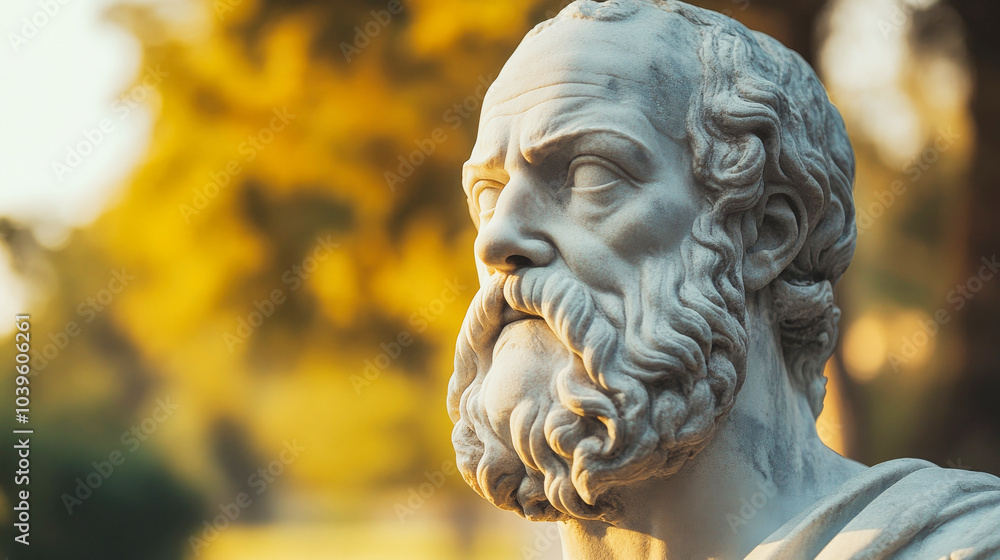 A white marble statue of Socrates, the ancient greek philosopher A white marble statue of Socrates, the ancient greek philosopher