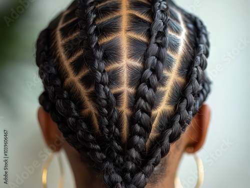 Intricate salon braids showcasing geometric precision and creative artistry in hairstyling.