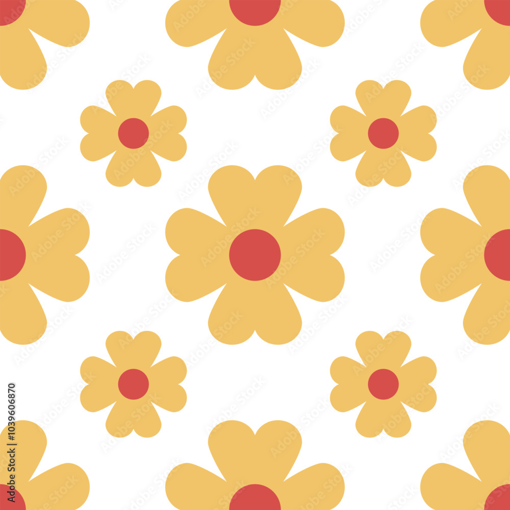 Fototapeta premium Cute floral vector seamless pattern on a white background.