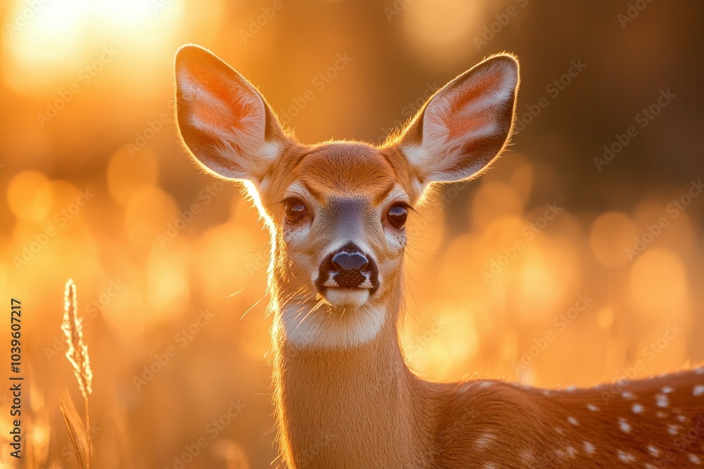 White-tailed Doe Deer In Urban Area In Wisconsin In Summer. Beautiful simple AI generated image White-tailed Doe Deer In Urban Area In Wisconsin In Summer. Beautiful simple AI generated image