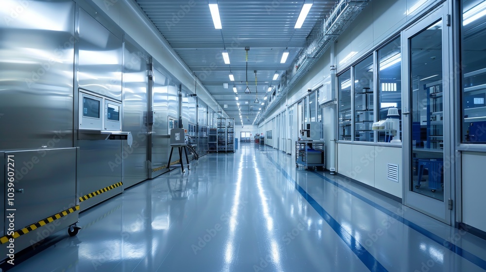 Fototapeta premium Sterile Environment in an Innovative Research Facility Focused on Advanced Battery Technology