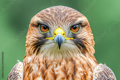 Minimalistic close-up of a falcon's head for wildlife enthusiasts and nature prints photo