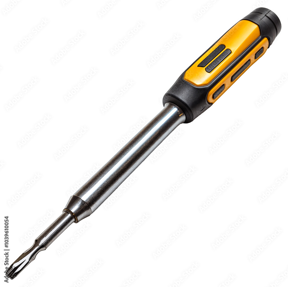 screwdriver with ergonomic handle and interchangeable metal bit, isolated on transparent background, versatile hand tool for repair and assembly work screwdriver with ergonomic handle and interchangeable metal bit, isolated on transparent background, versatile hand tool for repair and assembly work