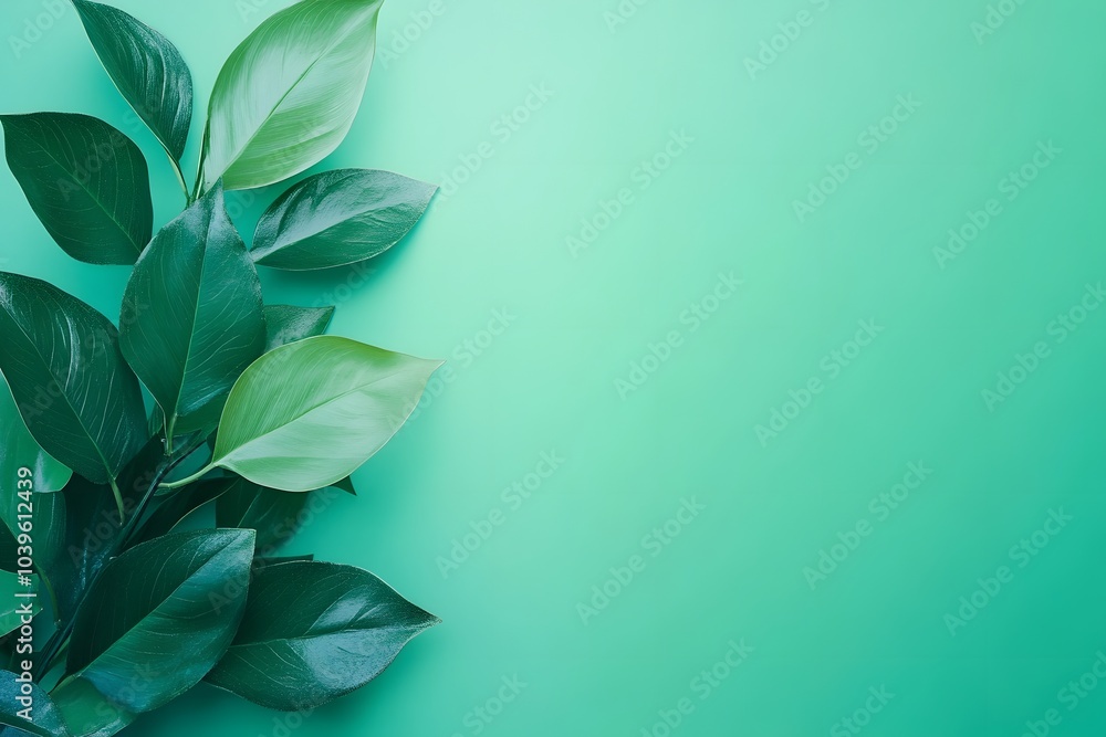 Lush green leaves on a vibrant background, ideal for nature-themed designs. Lush green leaves on a vibrant background, ideal for nature-themed designs.