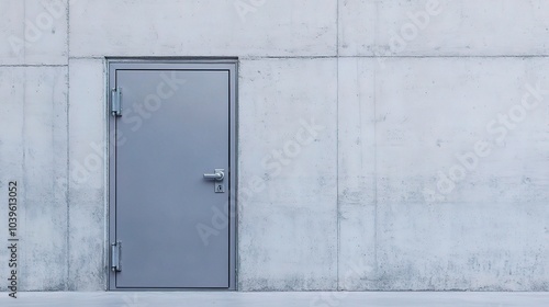 Minimalist Grey Door on Concrete Wall