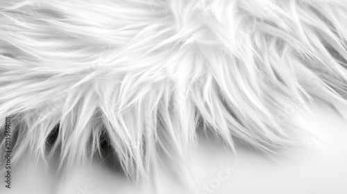  A monochrome image of a furry animal's pelt against a pristine white background Another, a contrasting black-and-white depiction of the same furry photo