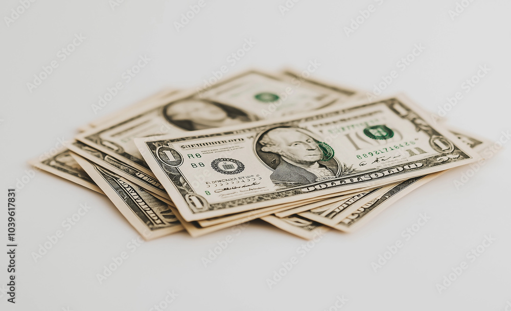 Stack of US dollar bills on a white marble surface. Stack of US dollar bills on a white marble surface.