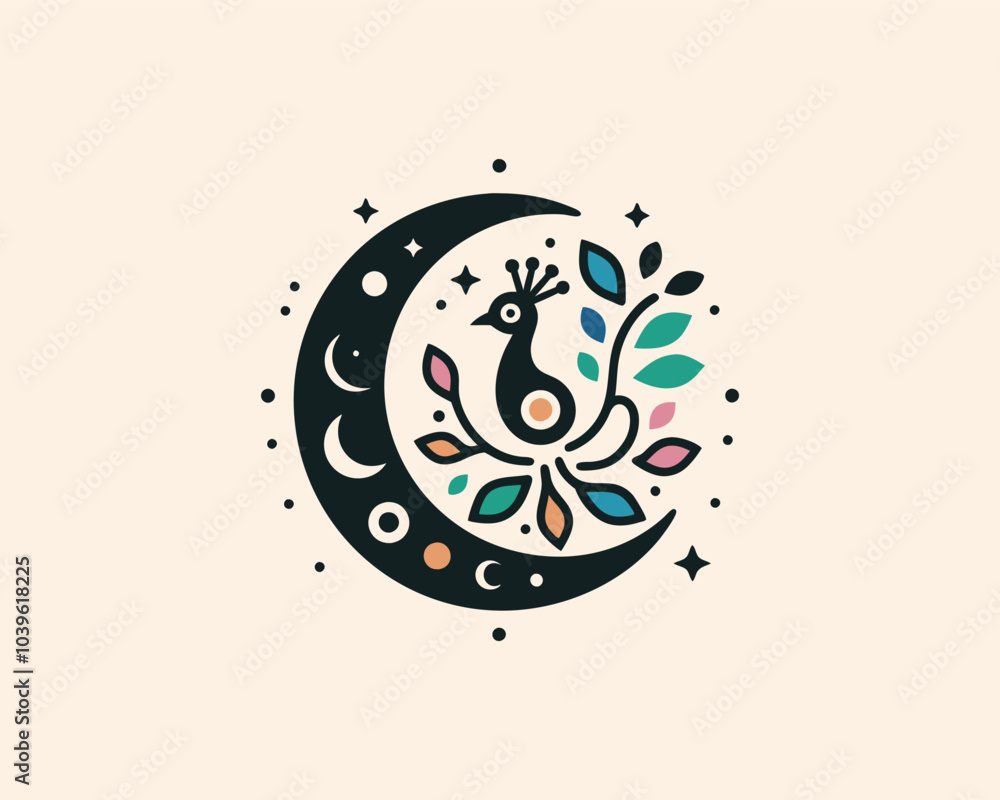 Fototapeta premium Peacock bird logo design vector illustration