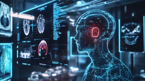 A futuristic medical device being unveiled, with holographic data projections highlighting its revolutionary capabilities in treating previously incurable diseases 