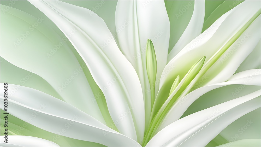 Obraz premium Lily (Purity, Eternal Love)_ A serene abstract background with white lily petals.