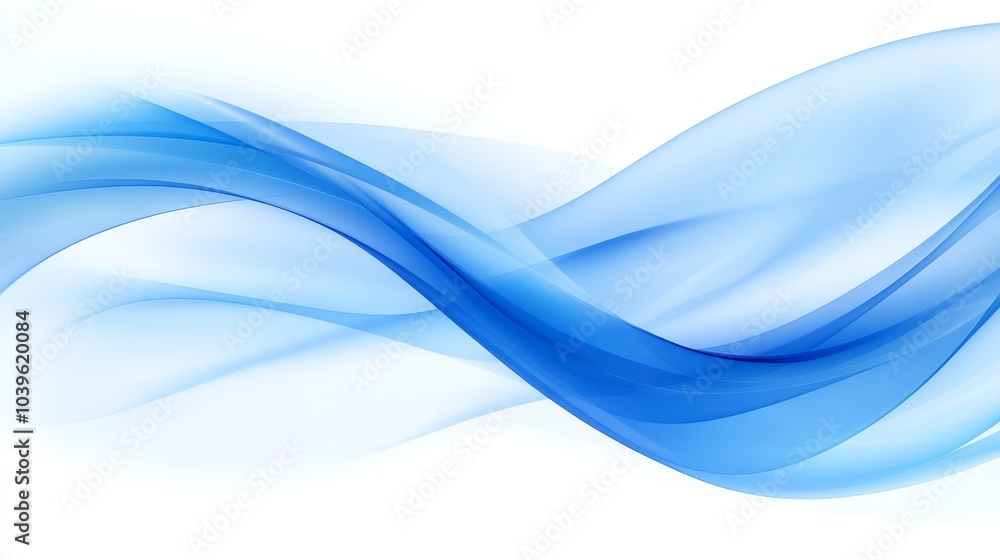 Obraz premium A white and blue background with wavy design on left; light blue background on right