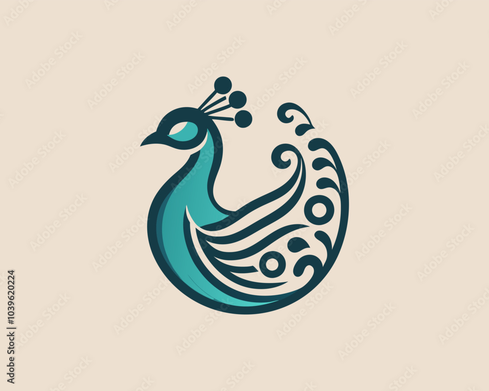 Fototapeta premium Peacock bird logo design vector illustration