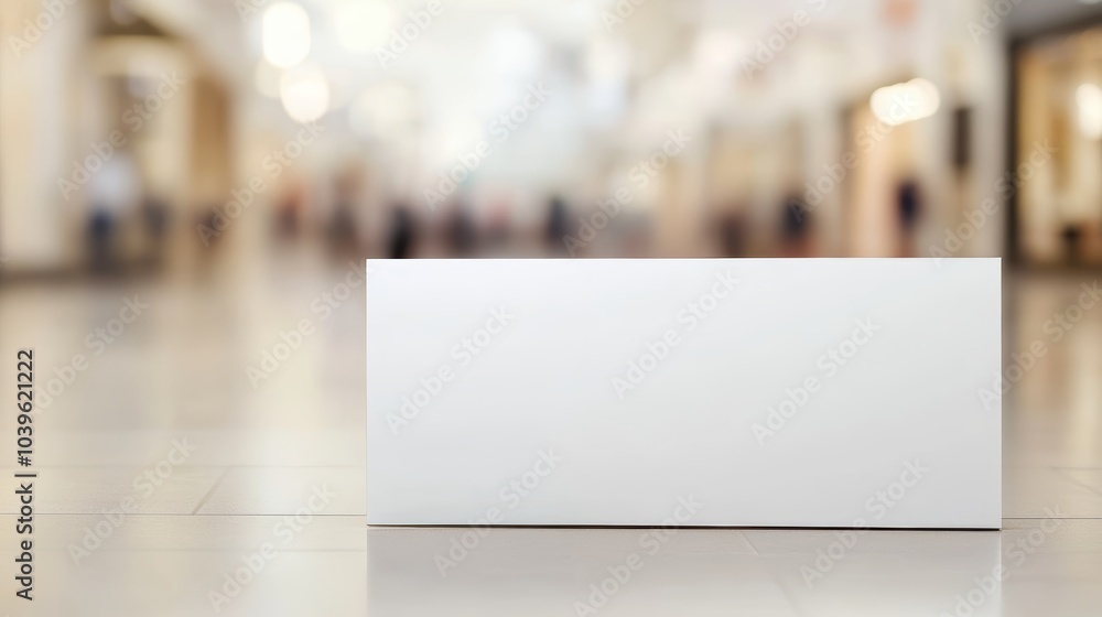Blank white card on shopping mall floor, retail advertising and consumerism empty Blank white card on shopping mall floor, retail advertising and consumerism empty