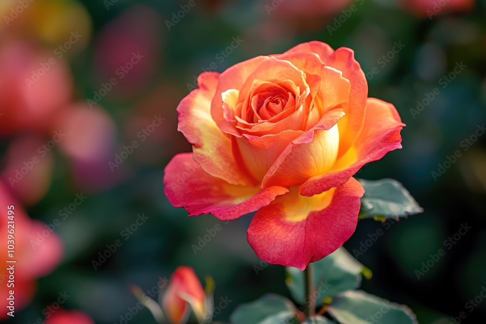 Red garden roses with yellow patterns blooming in Bandung. Red garden roses with yellow patterns blooming in Bandung.