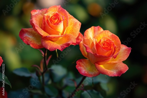 Wallpaper Mural Red garden roses with yellow patterns blooming in Bandung. Torontodigital.ca