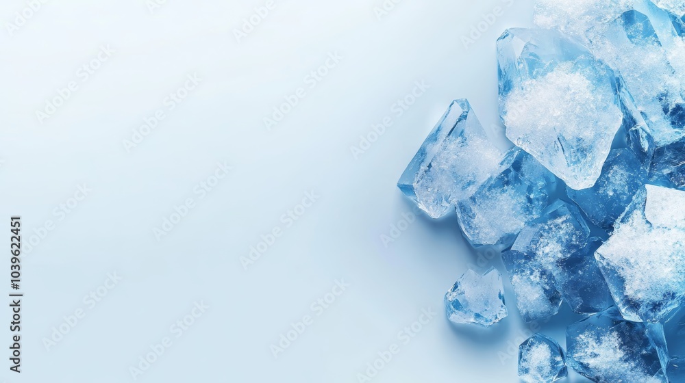 Cool blue background with ice, refreshing visual for winter and cold concepts Cool blue background with ice, refreshing visual for winter and cold concepts