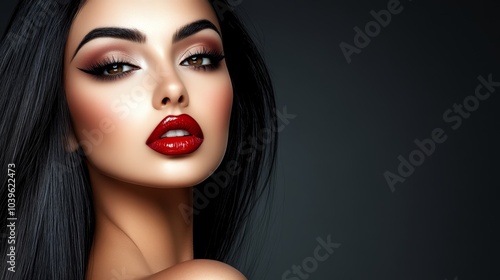 Wallpaper Mural  A woman with long black hair wears a red lipstick and a red dress Torontodigital.ca