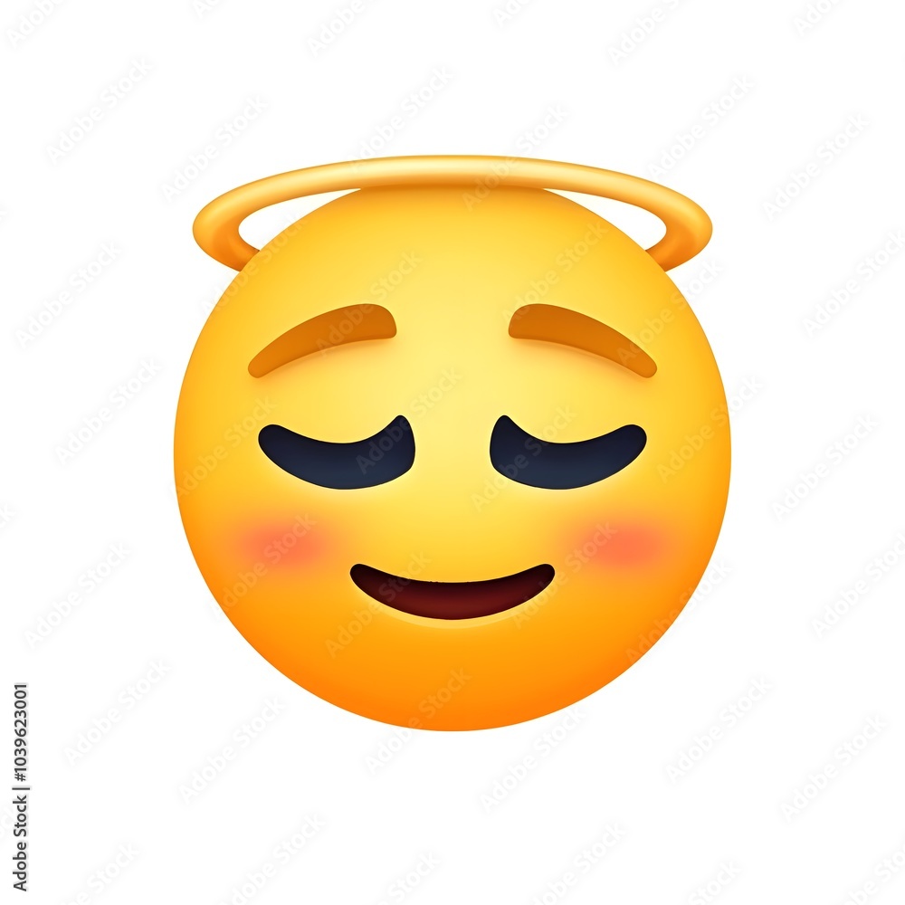 Fototapeta premium Smiling Face with Halo Emoji: Innocence and Goodness 